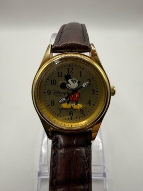 Disney Gold and Brown Mickey Mouse Wristwatch